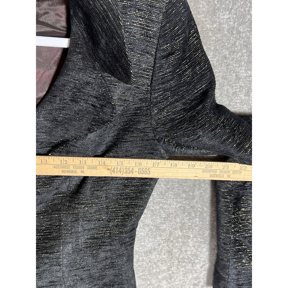 Vintage Gantos 3 Button Blazer Womens Size 4 Black Gold Metallic Textured Lined - Picture 6 of 7